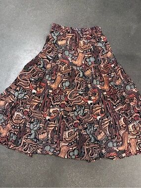 New Angie Med Maxi Skirt Boho Southwestern cactus snake Earthy cowgirl A-line
